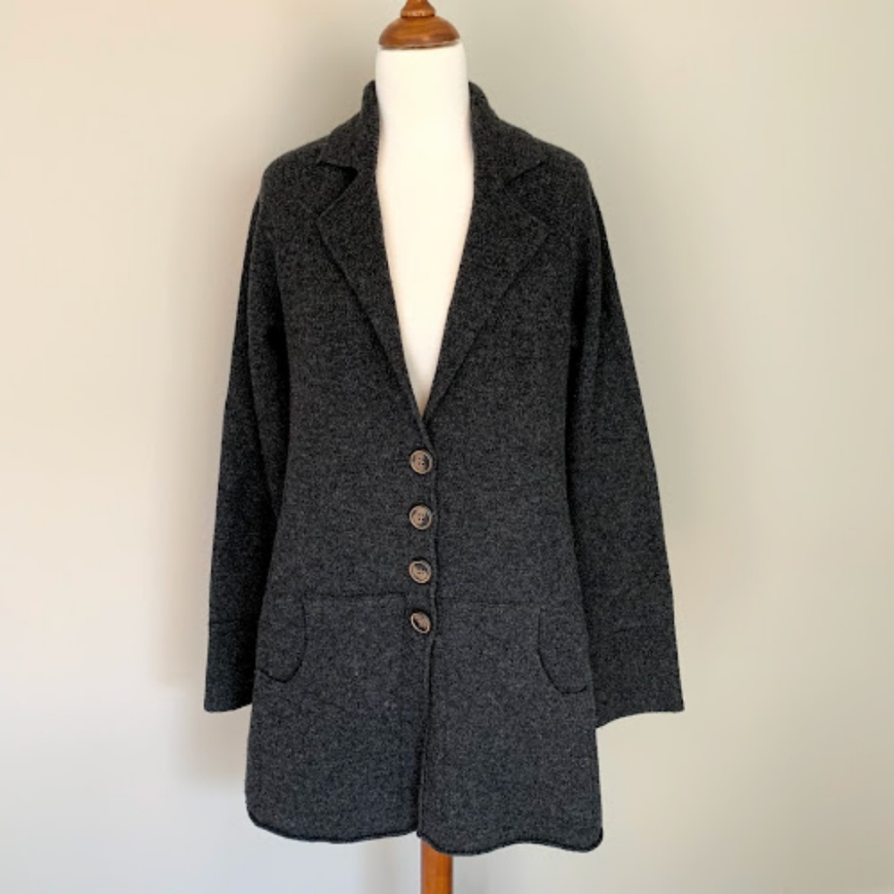 Free People Grey Wool Coatigan/Cardigan - S